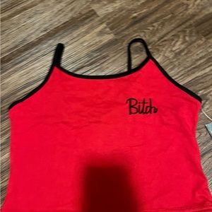 🆕Body rage crop tank in red with black stitching (BI**H) size L